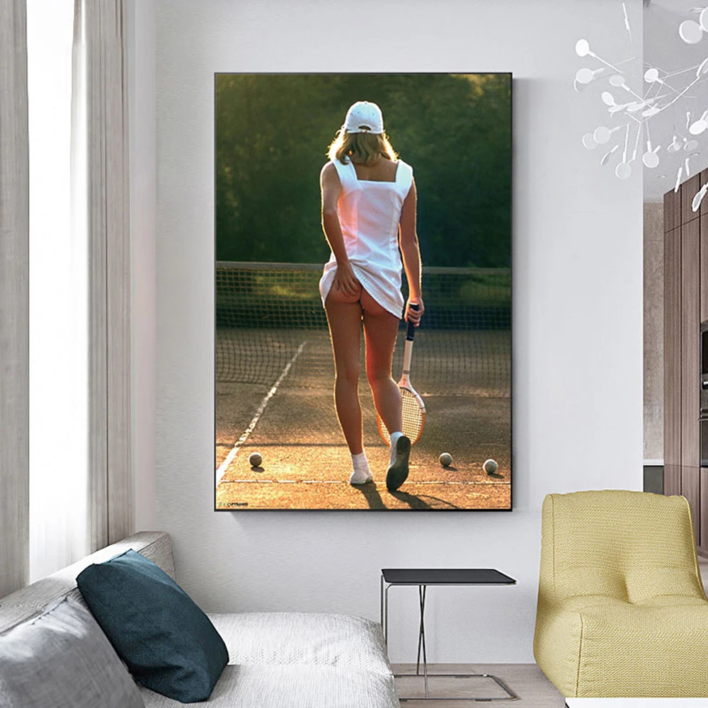 Sexy Tennis Player Poster Buttocks Exposed Canvas Prints Modern Women Wall Art Picture for Bedroom Decorative Painting Cuadros