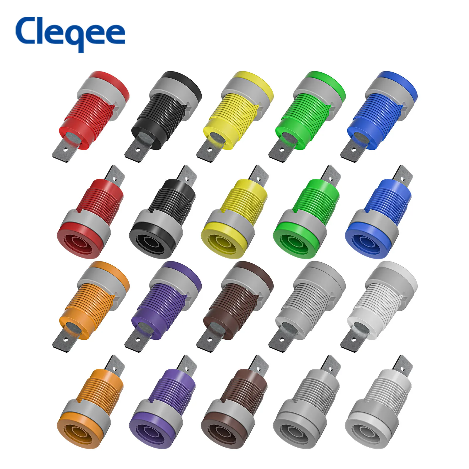 Cleqee P40018A 4mm Banana Female Jack Panel Mount Socket Binding Post Adapters Ten Colors for 4mm Banana Plug Connectors
