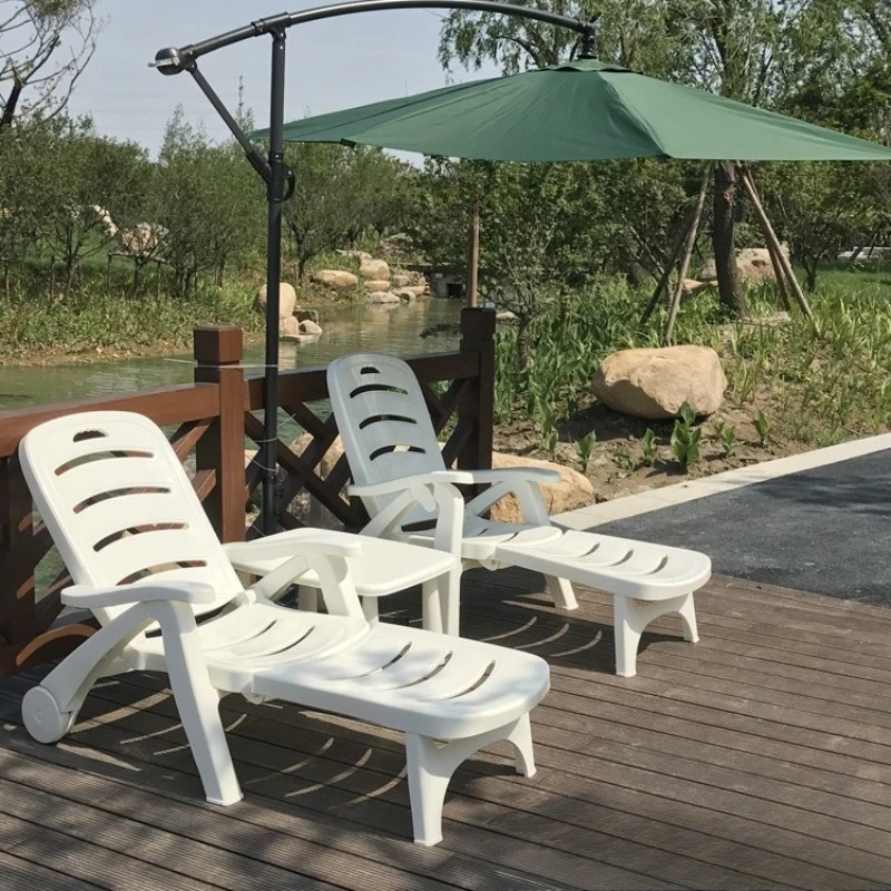 

Plastic beach chair swimming pool reclining chair folding chair outdoor backrest reclining dual-purpose