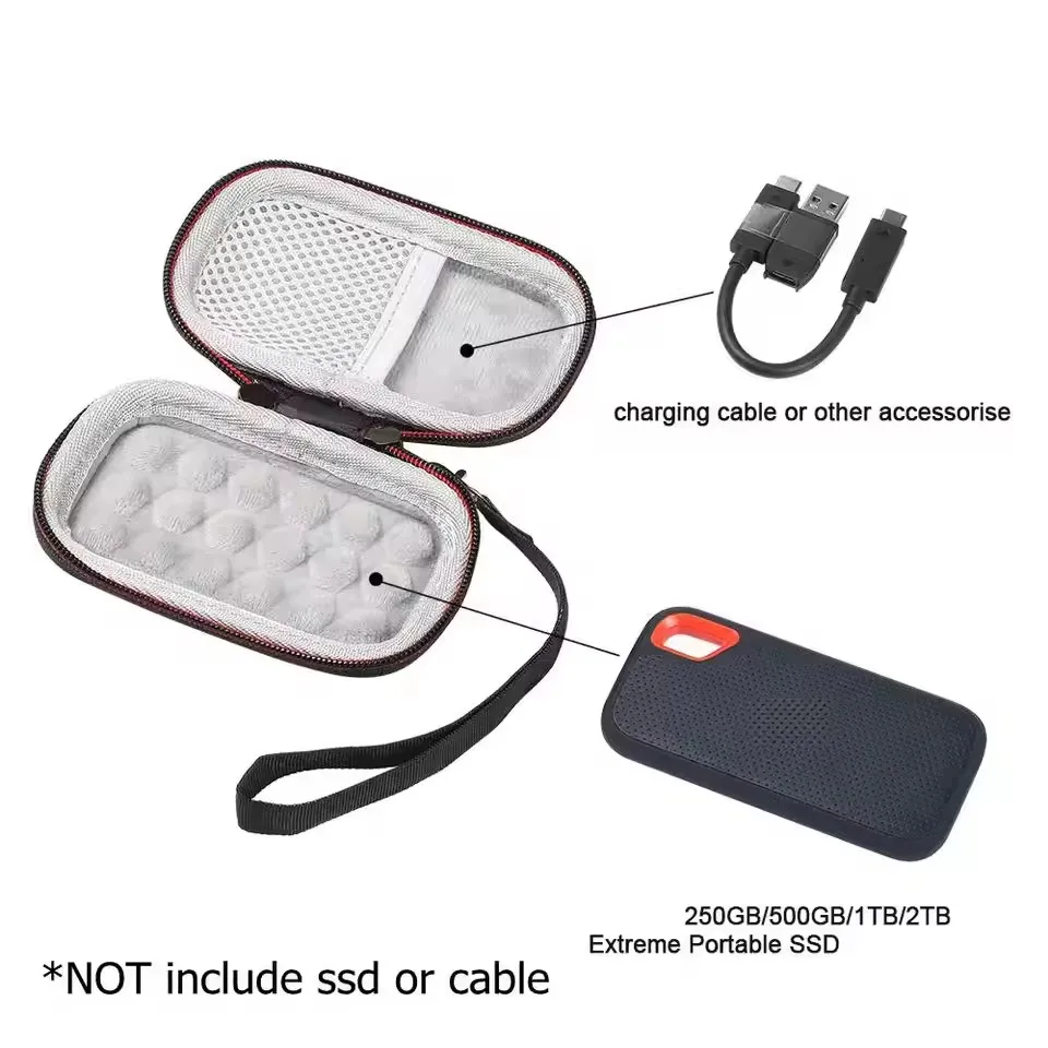 Case Compatible with SanDisk 1TB 2TB 500GB/for SanDisk PRO Extreme Portable SSD External Solid State Hard Drive Storage Holder