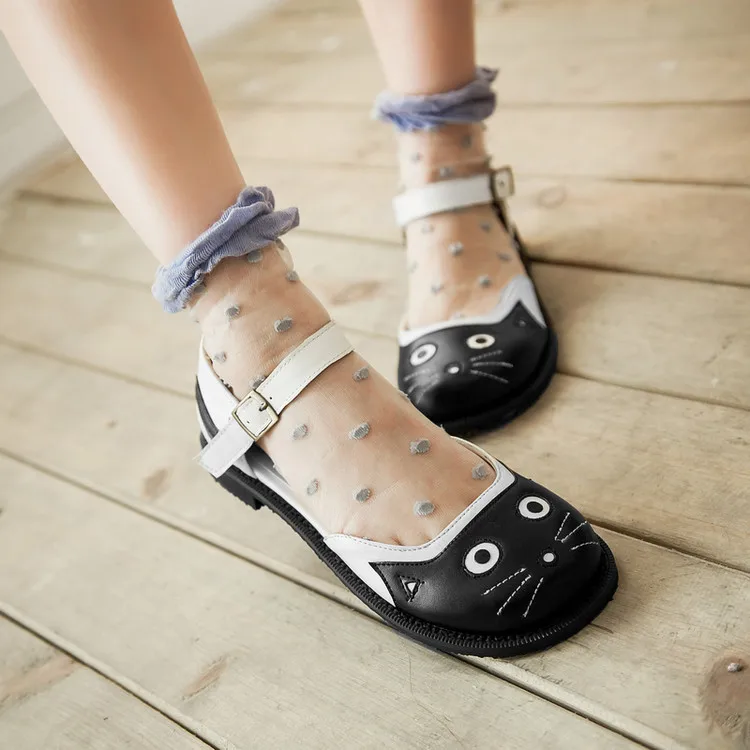 Japanese Doll Shoes Round Head Flat Cat Shoes Student Black Small Leather Loli Female British College Style Single Shoes Cos