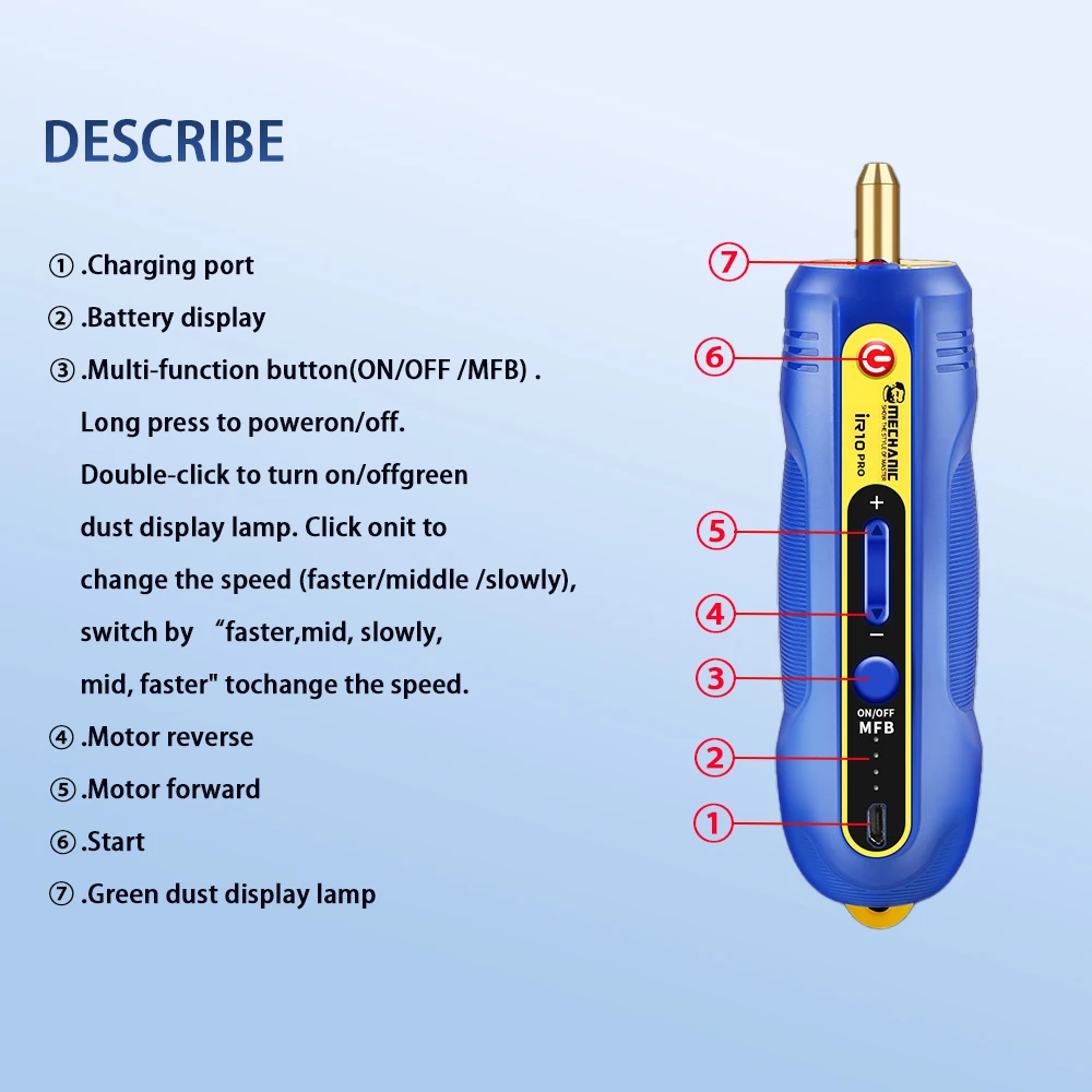 iR10PRO OCA Glue Remover Tool Rechargeable 3 Adjustable Speeds for Mobile Phone Screen border Degumming Cutting & Polishing
