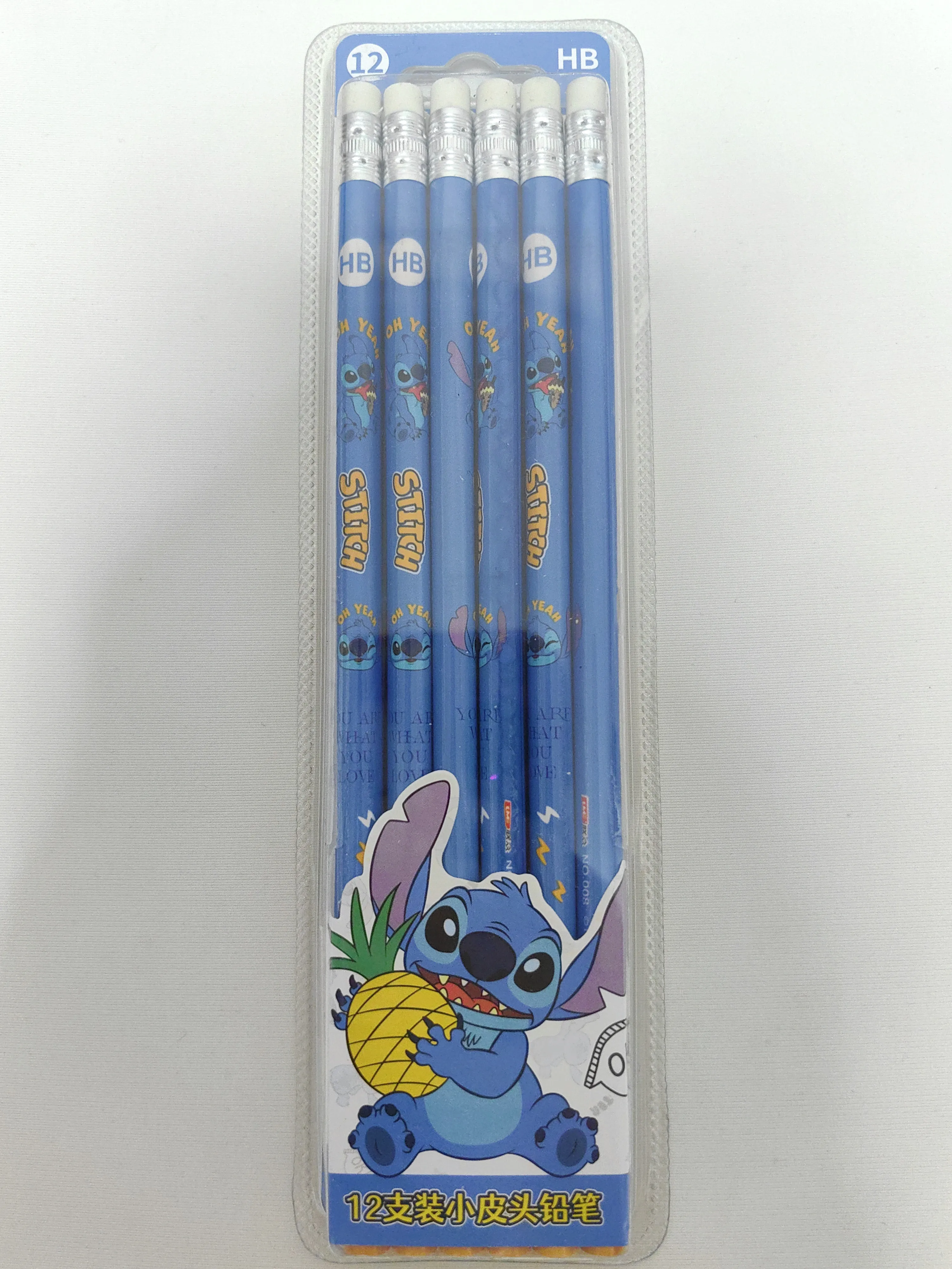 Kawaii Disney Stitch Children Anime Pencil Cartoon pencil with Rubber School Supplies Pencil Student Pencil kids Christmars Gift