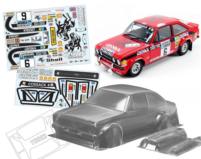 1/10 Ford Escort MK2 Clear Lexan Body W/Rear spoiler and Decal Sheet fit to RC Rally car 258mm Wheelbase Tamiya tt02 Chassis