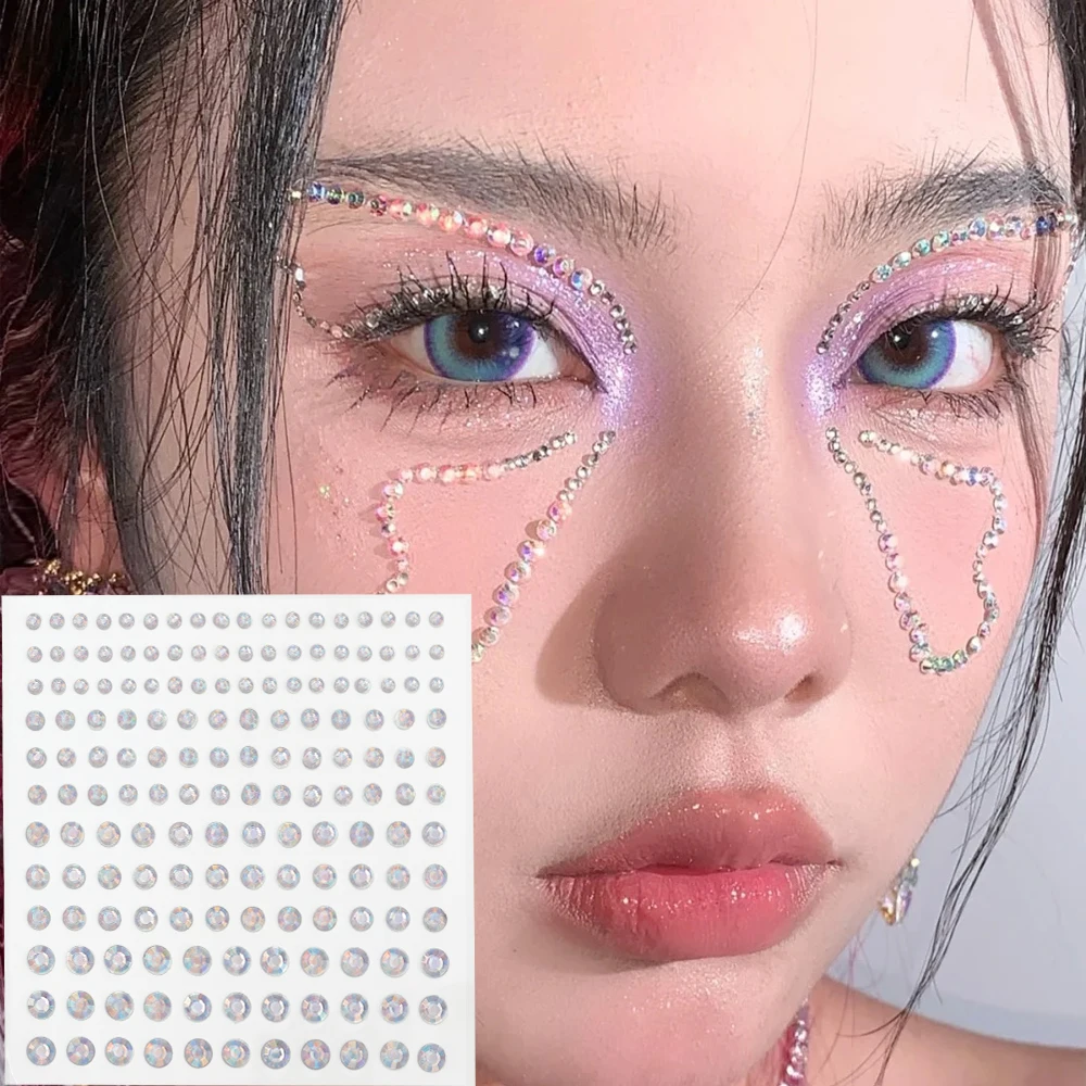 Self Adhesive Diamond Stickers Pearl Rhinestones Face Eyeshadow Makeup Temporary Tattoo Party Festival DIY Crystal Decorations