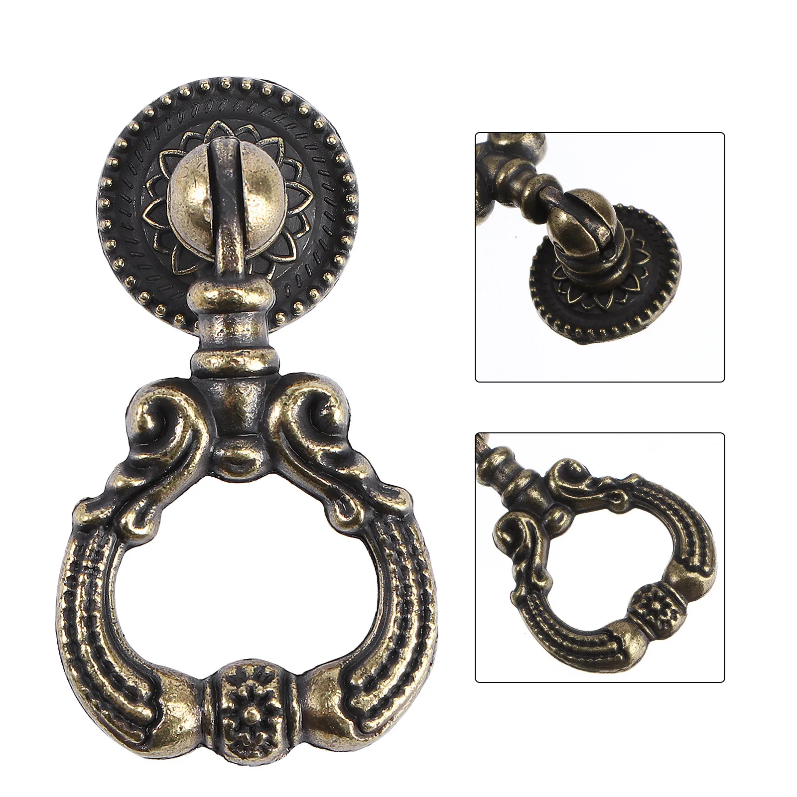 4Pcs Chic Retro Pull Ring Zinc Alloy Door Handle for Cabinets Drawers Wardrobes Bookcases Shoe Cabinets Desks Home Decoration