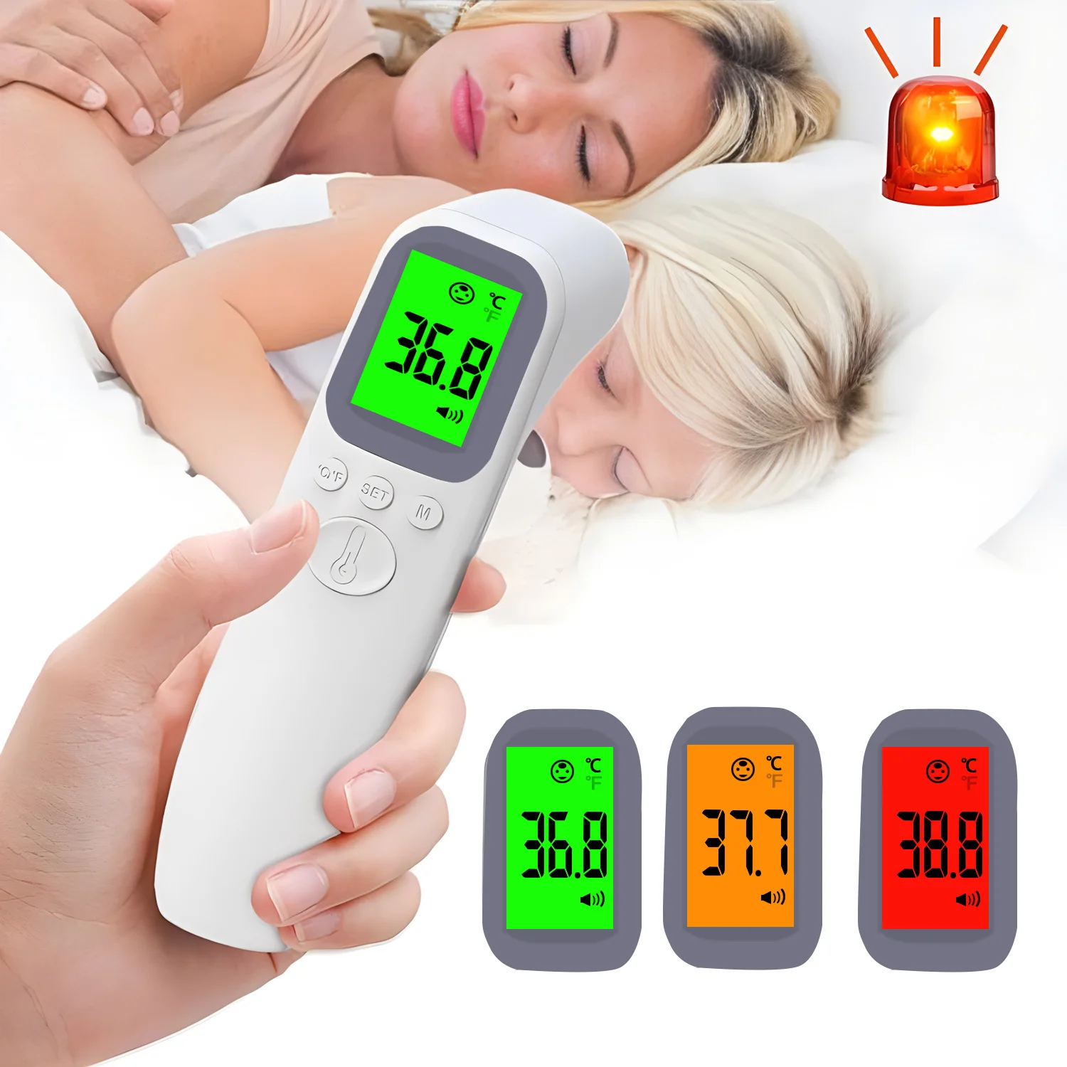 Medical Infrared Forehead Thermometer Backlit Digital Non-contact Household LCD Baby Adult Fever Infant Body Ear Temperature Gun