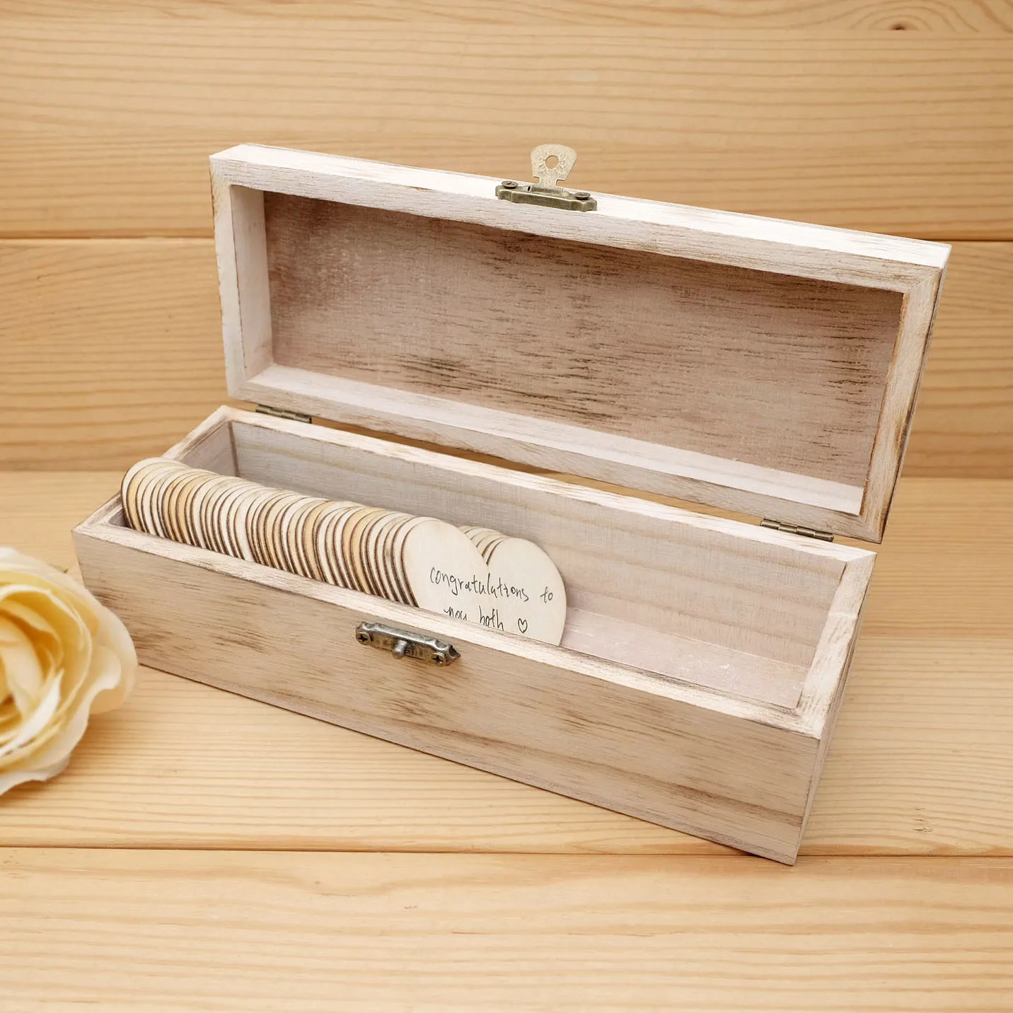 Custom Wedding Guestbook With Hearts Signatures Personalized Guest Book Alternative Wooden Keepsake Box Engraved Your Names&Date