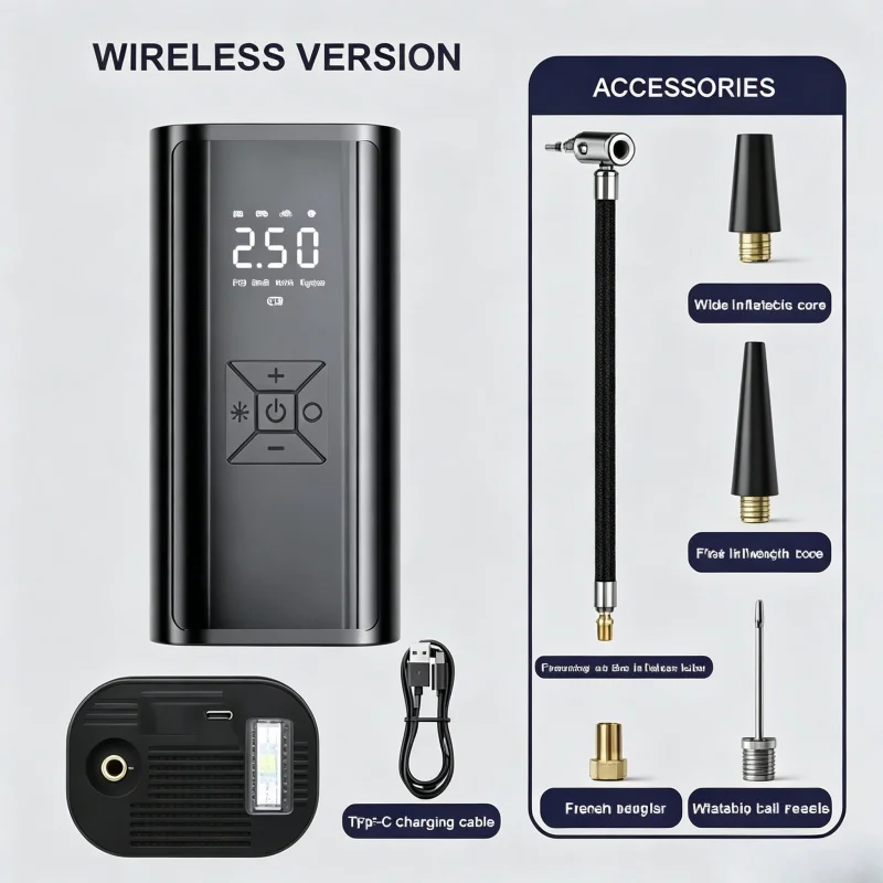 YIJU 150PSI Wireless Portable Air Pump Mini Electric Tire Inflator Compressor for Car Bicycle Motorcycle