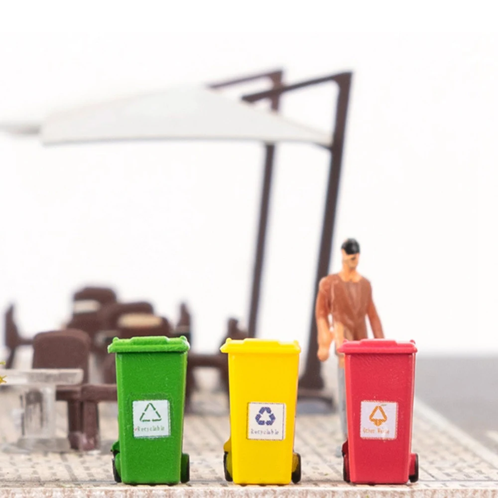 5pcs/Set Dollhouse Miniature Mini Garbage Trash Can Rubbish Bin Toy HO Scale Model Figure Model Train Landscape Diy Accessories