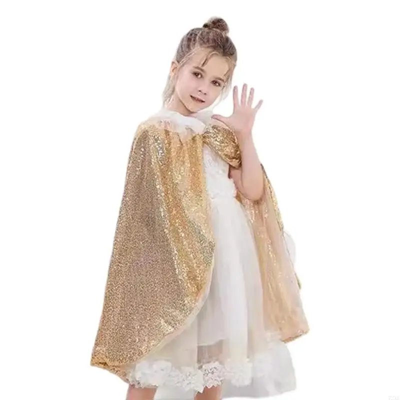 72XE Kerstkostuum Korte Glinsterende Pailletten Prinsessenmantel voor Dames Meisje
