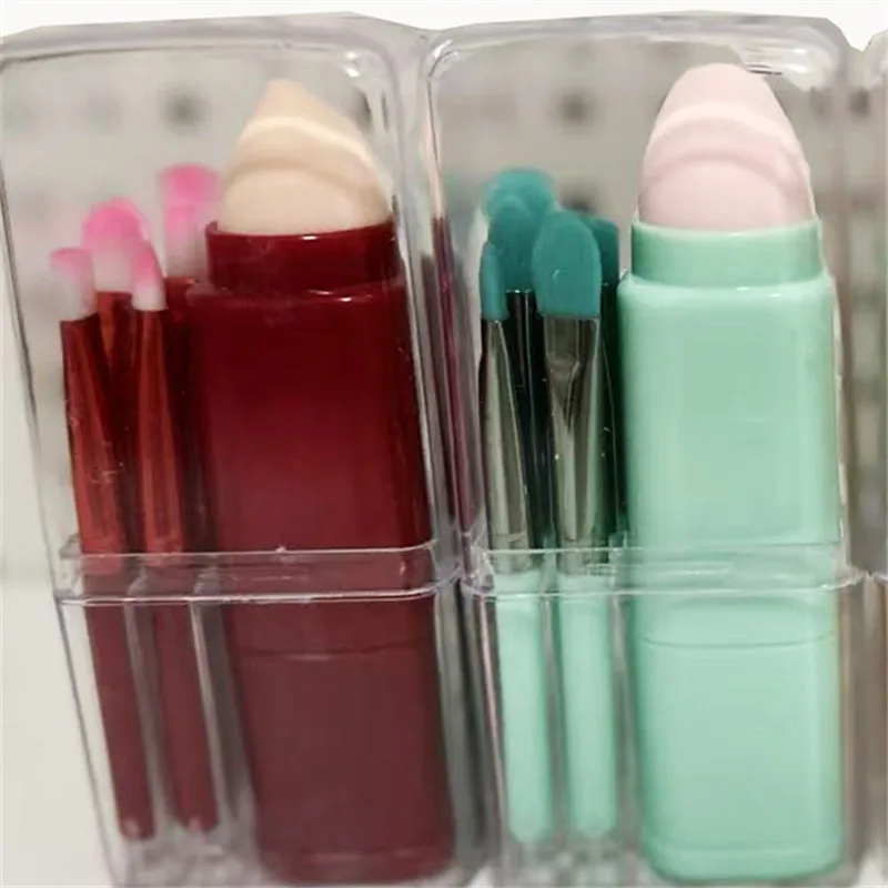 Concealer Beauty Tool, 8 in 1 Portable Telescopic Square Makeup Brush Set, Eye Shadow Brush