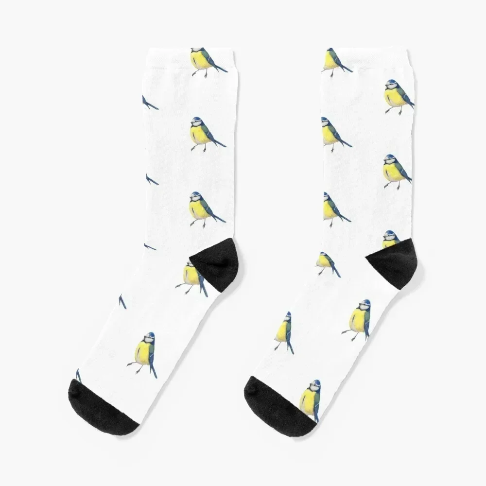 BlueTit - Blaumeise - Bird watercolor illustration - Protect Birds and Insects Project Socks halloween Women Socks Men's