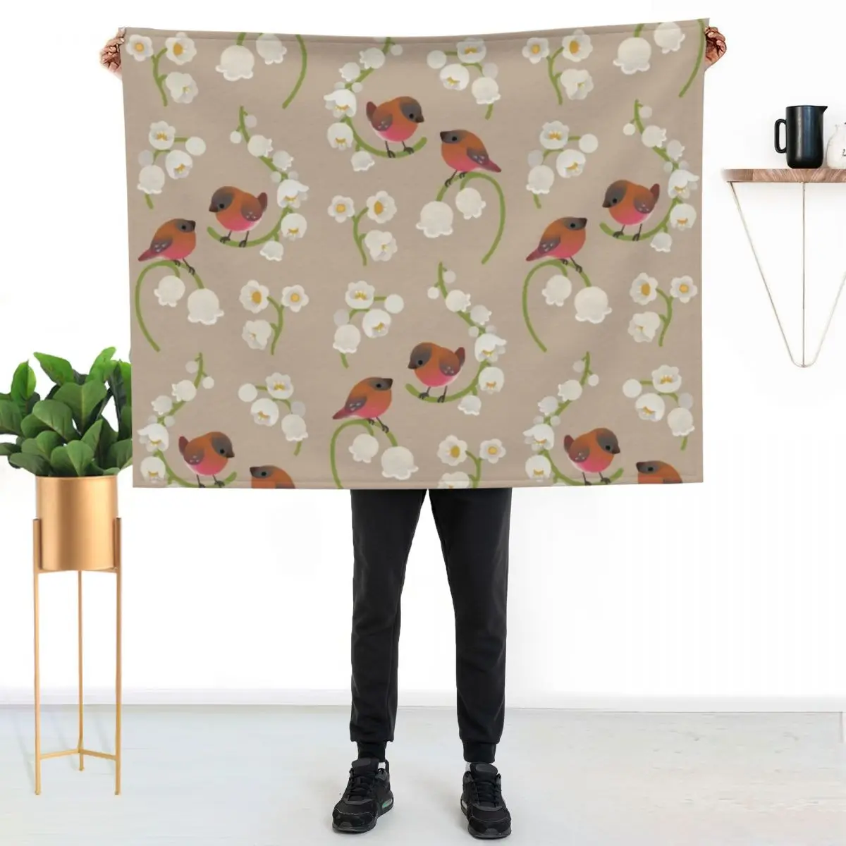 Brown capped rosy finch Throw Blanket Warm Comfortable Blanket for Office Napping