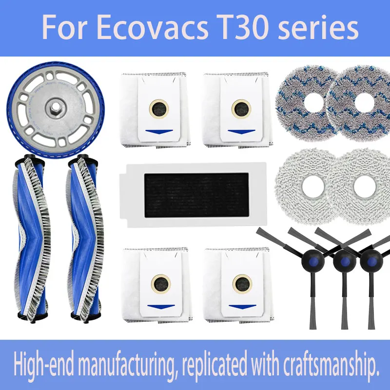 

For Ecovacs DEEBOT T30 Omni/T30 Pro Omni YEEDI M12 ULTRA PLUS/M12 Pro+ Robot VacuumMain Side Brushes Dust Bags and Filter NetS