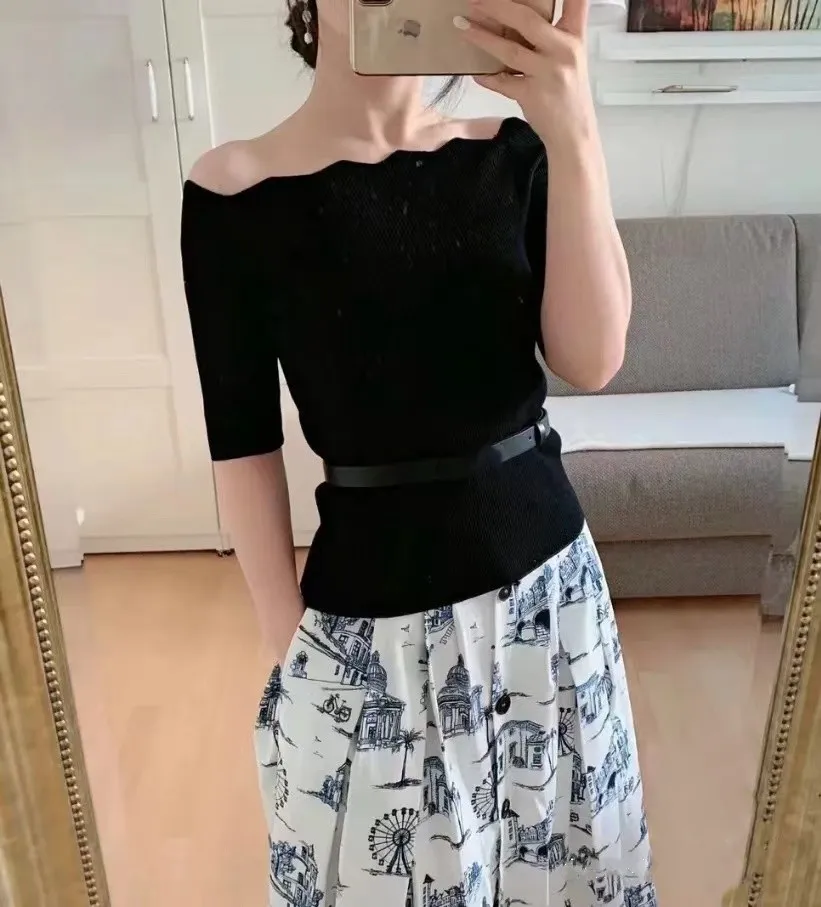 

Skirts For Women Leisure City Shadow Printed Women's Half Skirt Summer New Product Single Breasted Placket Pleated Hem