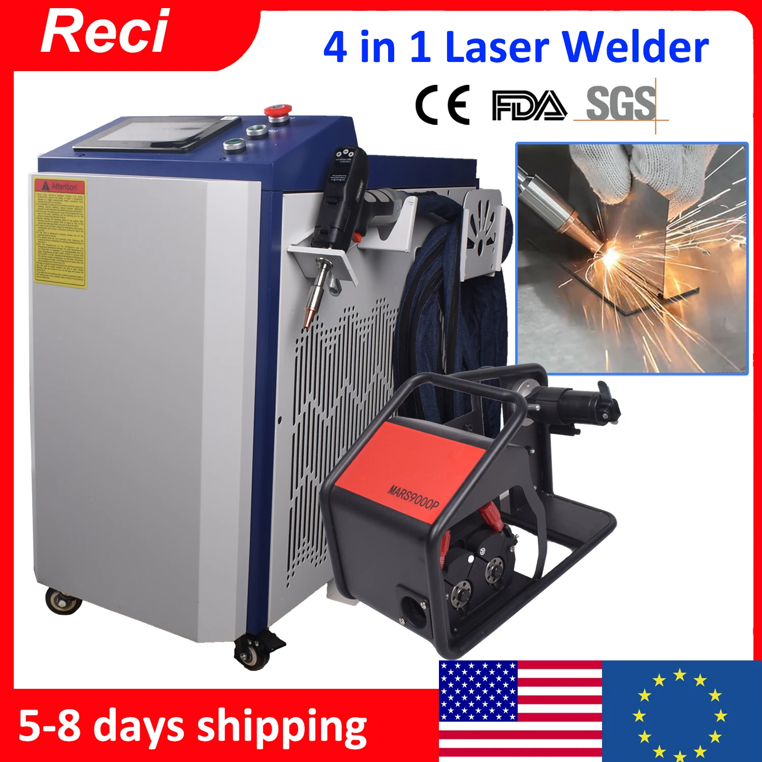 

1500W 4 in 1 Fiber Laser Welding Cleaning Cutting Soldering Machine RECI Handheld Laser Welder for All Metal Rust Removal Clean