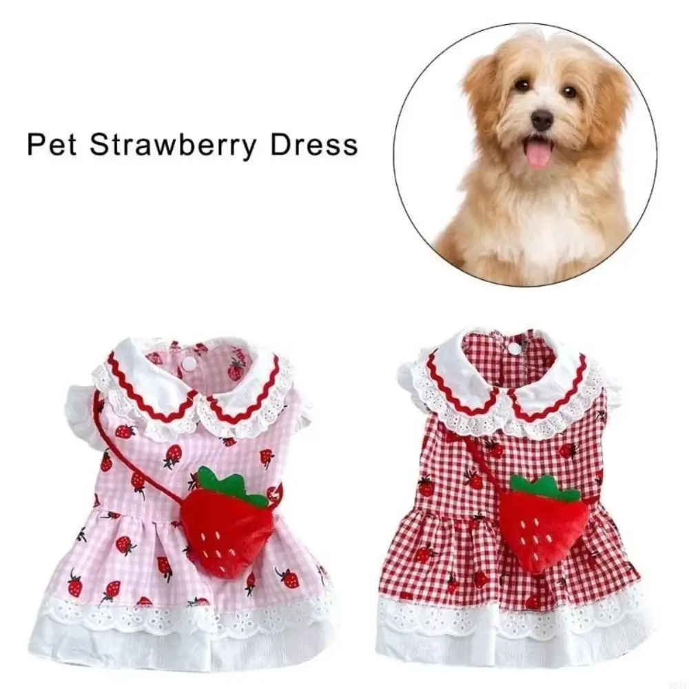 

Pet Supplies Cute Pet Strawberry Dress Soft Thin Design Dog Vest Breathable Cat Skirt for Puppy Kittens