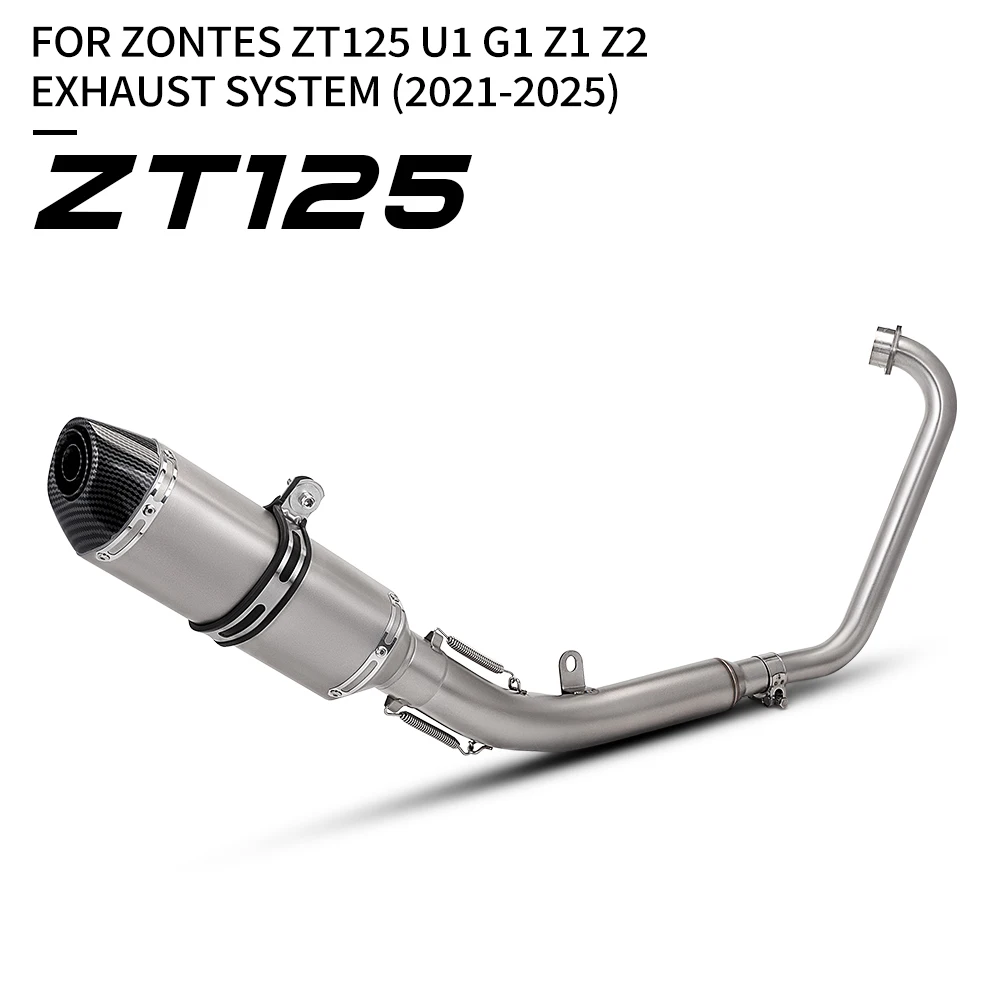 Slip-On For Zontes ZT125 U1 zt125 G1 GK125 GK 125 Z1 Z2 2021 - 2025 Motorcycle Exhaust Muffler System 51mm Front MId Link Pipe