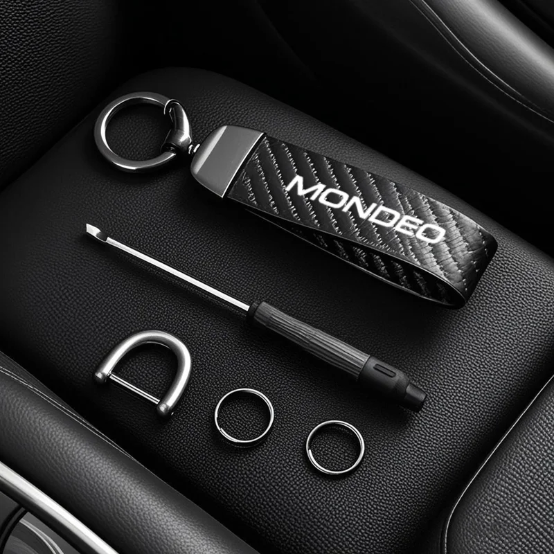 

Carbon fiber Leather Car Keyring Exquisite Anti-lost Car Keychain for Ford Mondeo mk3 mk4 mk5 Auto Accessories