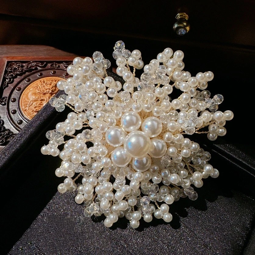 French Exquisite Full Of Pearl Brooches For Women Elegance Ceremonial Dress Lapel Pin Luxurious Clothing Jewelry Accessories