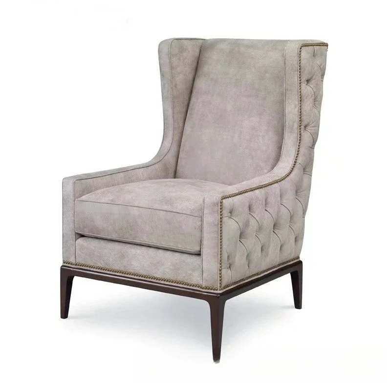 

American fabric single sofa pedal combination furniture living room retro buckle soft bag casual sofa chair
