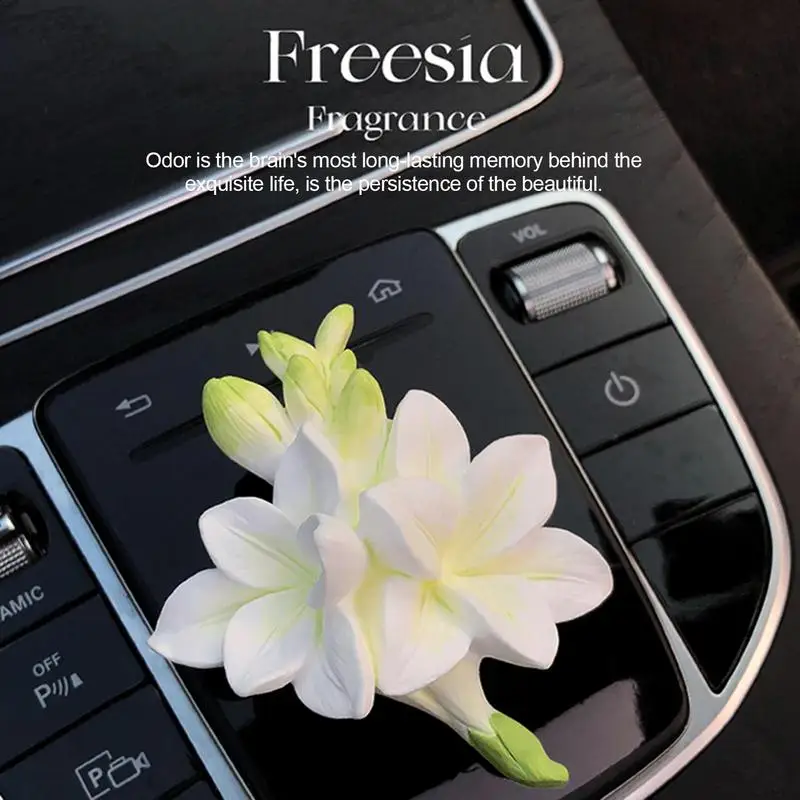 Flower Car Vent Diffuser Freesia Car Air Fresheners Vent Diffuser Odor Eliminator For Workplace Automotive Fragrance Decoration