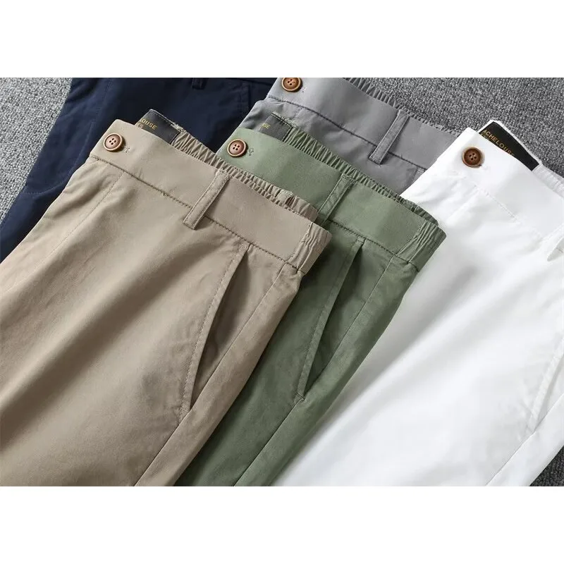 KIDWHXR Herren-Shorts, Sommer, schlicht, einfarbig, hohe Taille, gerade geschnittene Shorts, elastische Taille, lockere Sport-Freizeit-Shorts für Herren – Detail 3
