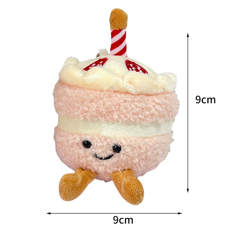 Cartoon Birthday Cake Plush Pendant Toys Simulation Birthday Cake Keychain Creative Funny Backpack Decoration Birthday Gifts