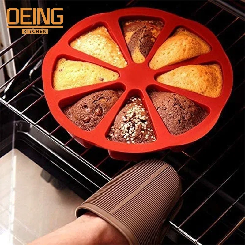 

Silicone Cake Mold 8 Grids Shape Striangle Kitchen Pizza Plate Bakeware Non-stick Bread DIY Baking Pastry Cake Molds