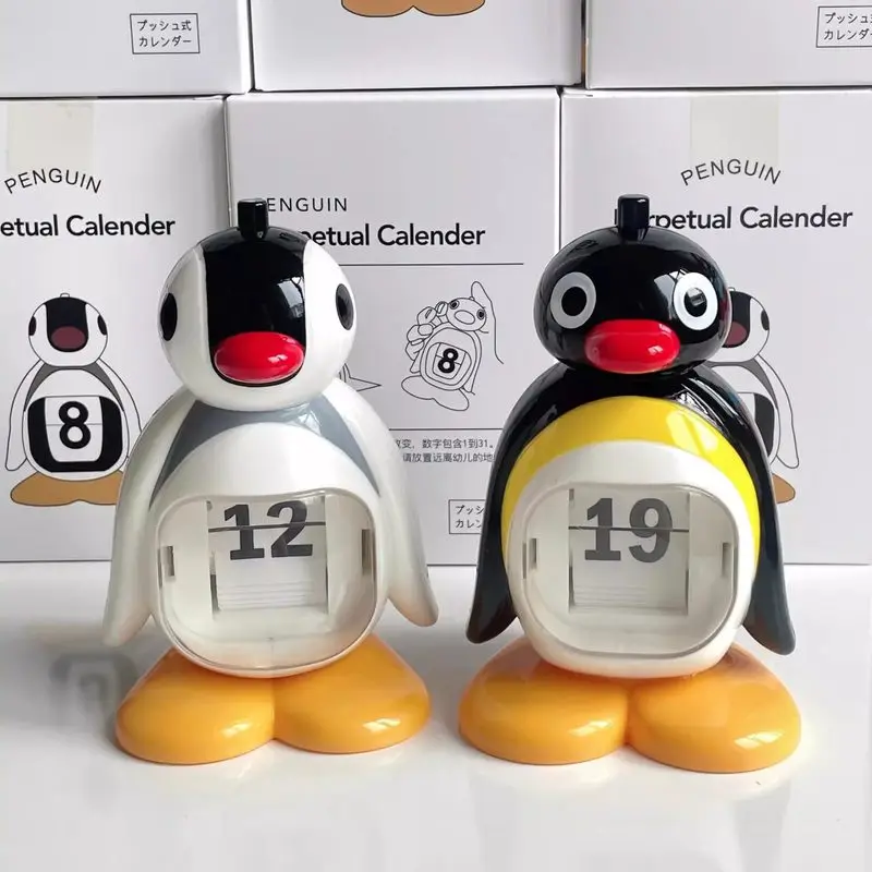 Anime Penguin Retro Toy Perpetual Calendar Press Type Desktop Decor Figurine Ideal Girl Birthday Gift Collectible Ornament Gifts