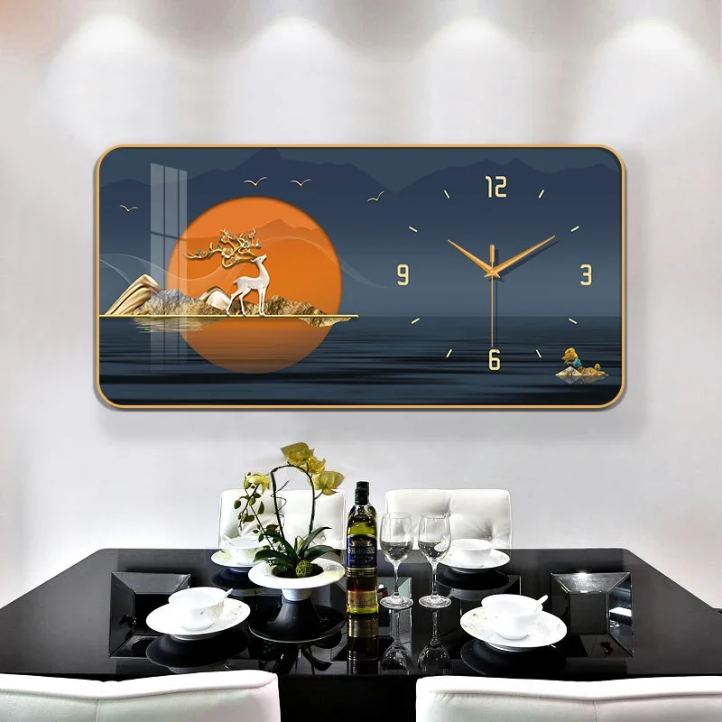 Moderne Wanduhr Wohnzimmer Home Fashion Esszimmer dekorative Malerei Licht Luxus elektronische Uhr Uhr Uhr hängen Wand