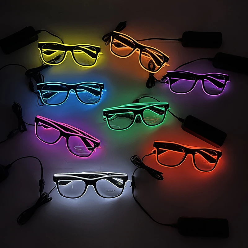 LED Flashing Glasses Colorful EL Wire Luminous Glasses Novelty Gift Neon Party Glow Eyewear for Birthday Night Party Supplies