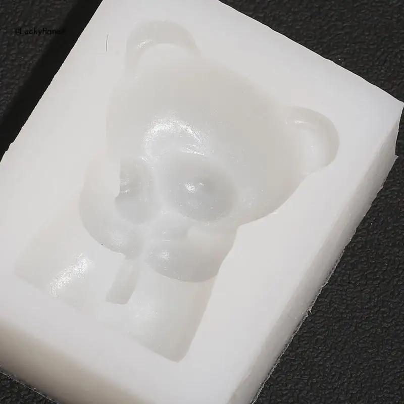 3-dimensional Bear Plaster Mould Bear Take Flower Soap Mould DIY Chocolate Mold 11UA