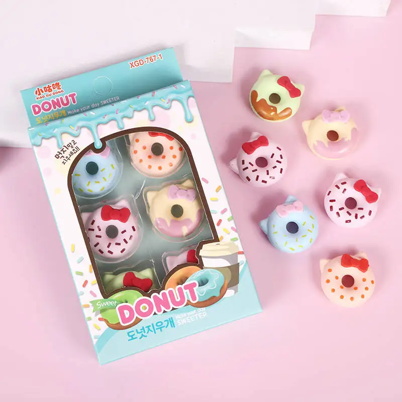 1-2 Set Cartoon Cat Kawaii Kitten Cute Candy Color Rubber Eraser Set Stationery