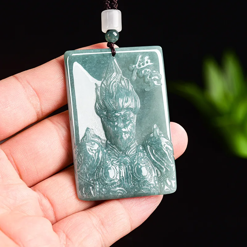 

Natural Myanmar Jadeite Monkey King Pendant Necklace Talismans Luxury Carved Amulet Accessories Real Jade Gifts for Women