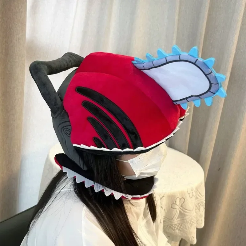 Chainsaw Man Pochita Cosplay Headgear Helmet Anime Cute Plush Doll Cos Carnival Party Kids Gift