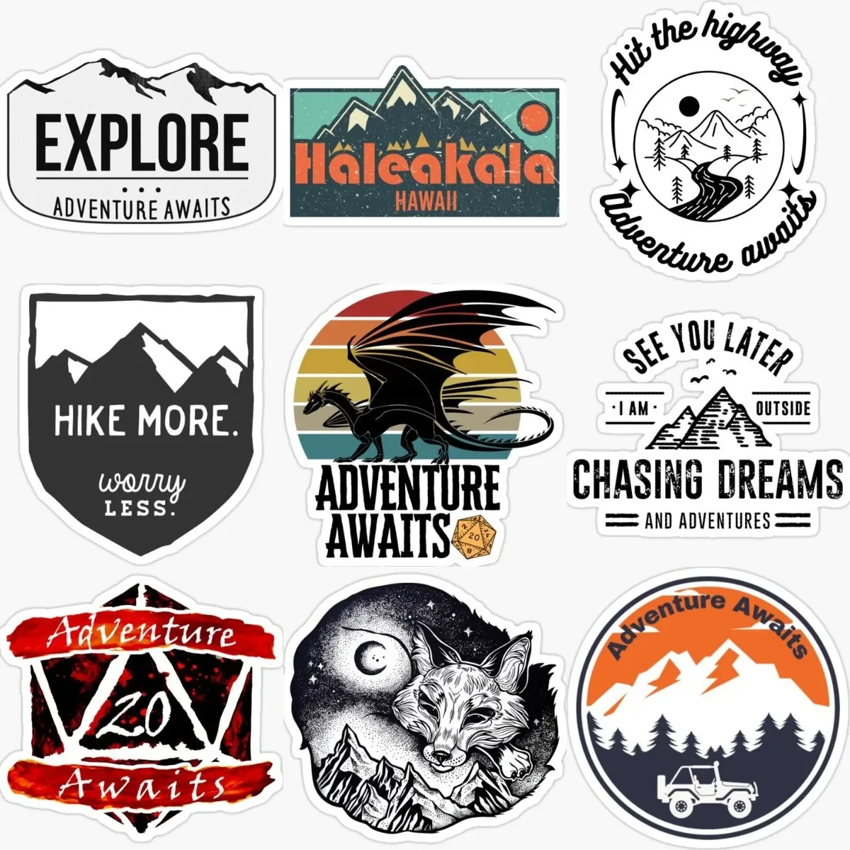 

Creative Adventure Awaits PVC Stickers for Decorate Car Truck Motorcycle Helmet Laptop Door Bumper Wall Van Decal Accessories