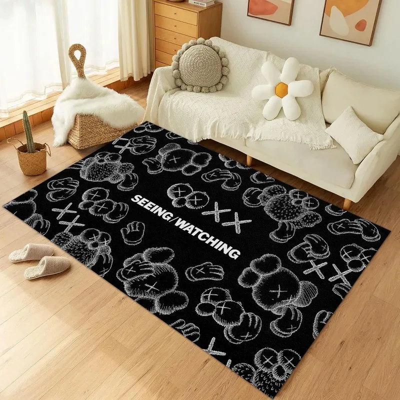 3D Digital Print Modern Abstract Art Pop Carpet Cool Hypebeast Room Deco Rug for Living Room Bedroom Playroom Non-Slip Floor Mat