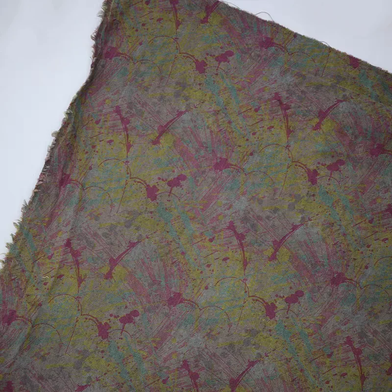 

Persimmon Dyed Printed Fabric Scrap: Cotton, Kakishibu, Natural Dyed, Boro Patchwork Fabrics, 55x50cm