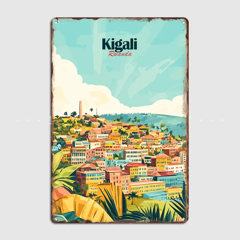 Kigali Rwanda City Scenery Poster Metal Sign Room Decor Life Wall Custom Bedroom Indoor Home Wall Decor Posters Room Decoration