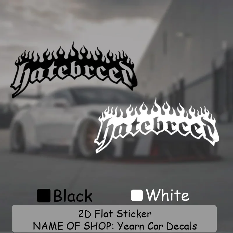 

1PC Hatebreed Logo Sticker Flame Font Design Transparent Vinyl Decal Waterproof UV Resistant Car Decor Sticker