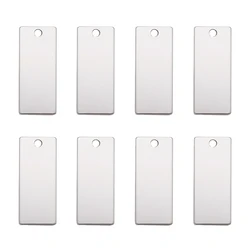 100Pcs 304 & 201 Stainless Steel Rectangle Tag Pendants Components for DIY Jewelry Necklace Keychain Making Accessories