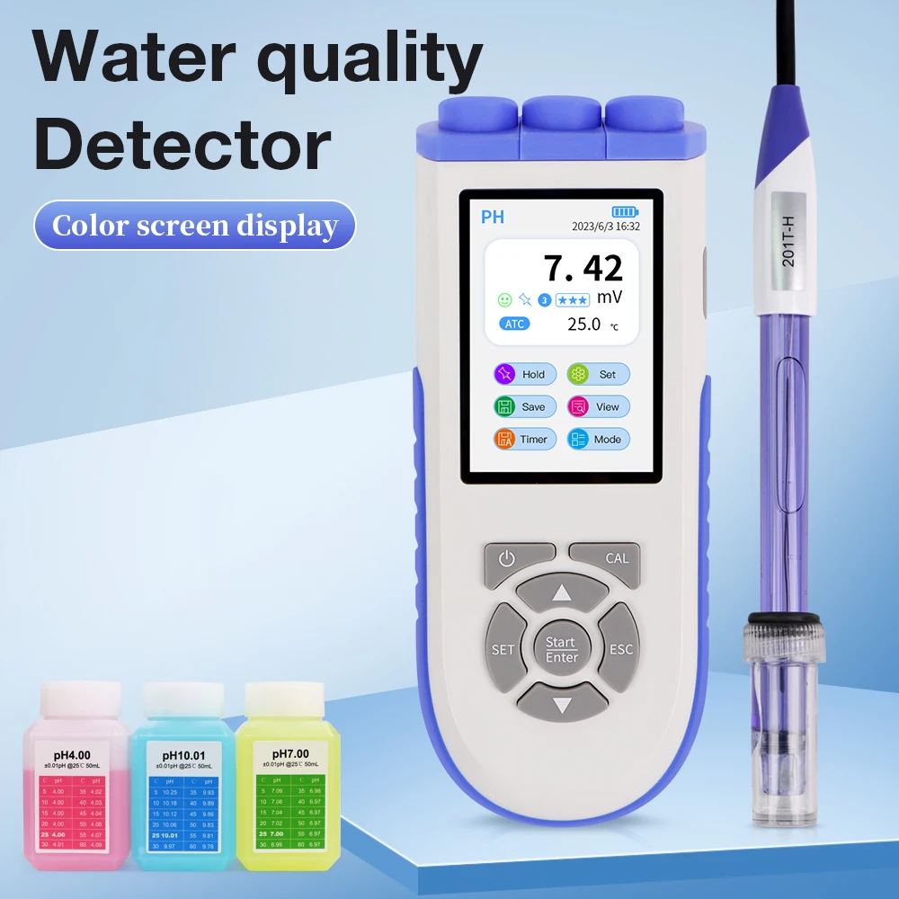 With Digital PH Tester for Water Laboratory Water Quality Detector Pool Aquarium Portable Acidity Meter