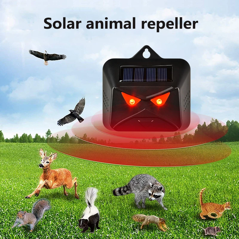 New Waterproof Outdoor Animal Deterrent Device With Laser Red Light Strobe Light For Animal Expulsion Solar Deer Repellent