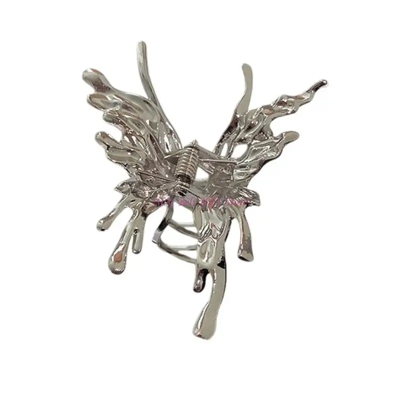 

49ME Butterfly Hair Clip Large Hair Claw Clip Fashion Silver Adornment Catch Princess Barrettes Hair Styling Tool Ornaments