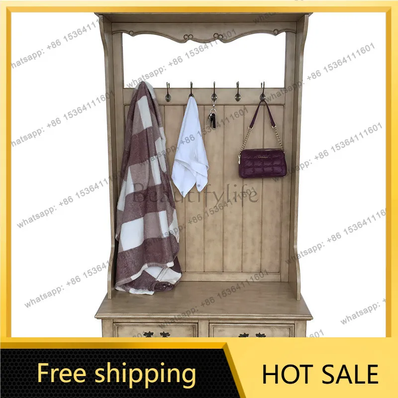 LS American country clothes and hats hanger porch shoe changing cabinet foyer decoration antique furniture