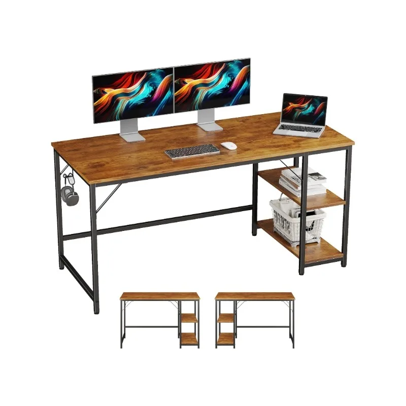 

New JOISCOPE Home Office Computer Desk with Wooden Storage Shelf, Office Desk and Gaming Table with Splice Board, 2-Tier