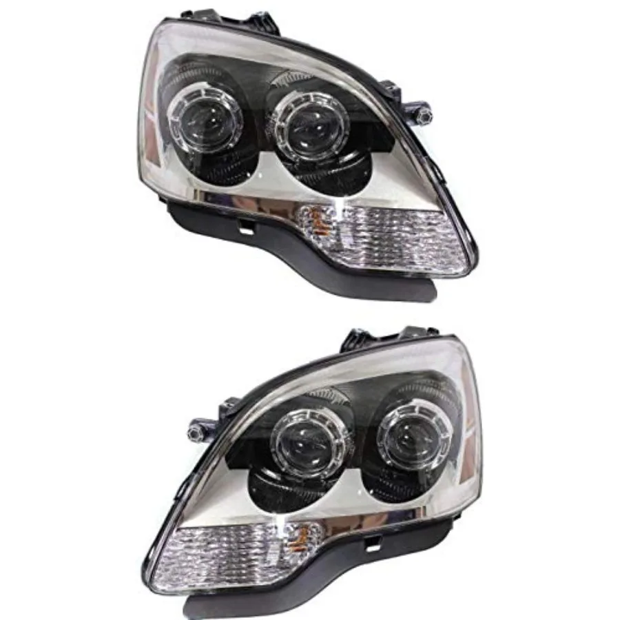 

Driver and Passenger Side Headlight for GMC Acadia 20082012 Halogen With Bulbs 2nd Design Clear Projector Lens Replaces 2091239