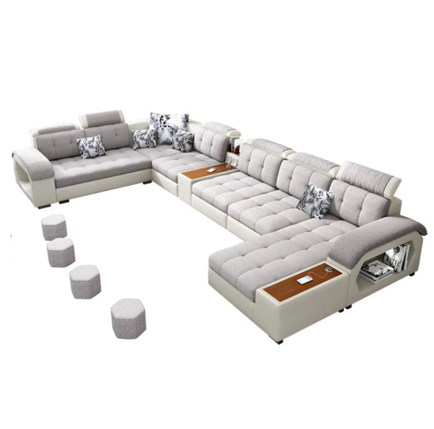 Modern Design Fabric Leather Sectional Sofa Living Room Furniture Sofa Set Couch Luxury U Shape Sofa Other Living Room Furniture